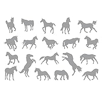 2 x Pack of 19 Various Horse Silhouette Stickers - 38 Equine Stickers (Small, Silver)
