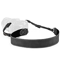 SLR, DSLR Sierra Series Genuine Leather Camera Shoulder or Neck Strap, Black