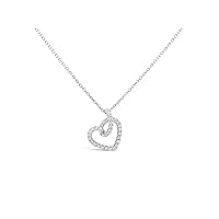 The Diamond Deal 18kt White Gold Womens Necklace Twisting Heart VS Diamond Pendant 0.36 Cttw (16 in, 2 in ext.)