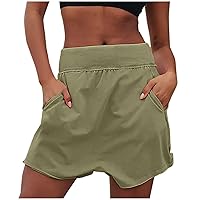 Soft High Waisted Harem Shorts for Women 2024 Summer Fashion Casual Yoga Running Athletic Gym Beach Shorts with Pockets