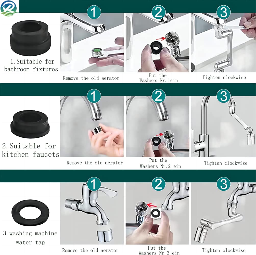 FlyBanboo 1080 ° Rotating Faucet - Extender Universal Sink - Aerator - 1 die Splash Filter Extender, Multifunctional Robot arm - wash Eyes/Hair/face, Kitchen Bathroom Rotating Spray Accessories