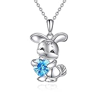 YAFEINI Crystal Rabbit/Bear Necklace Animal Heart Crystal Pendant 925 Sterling Silver Animal Jewelry Gift for Women Girls