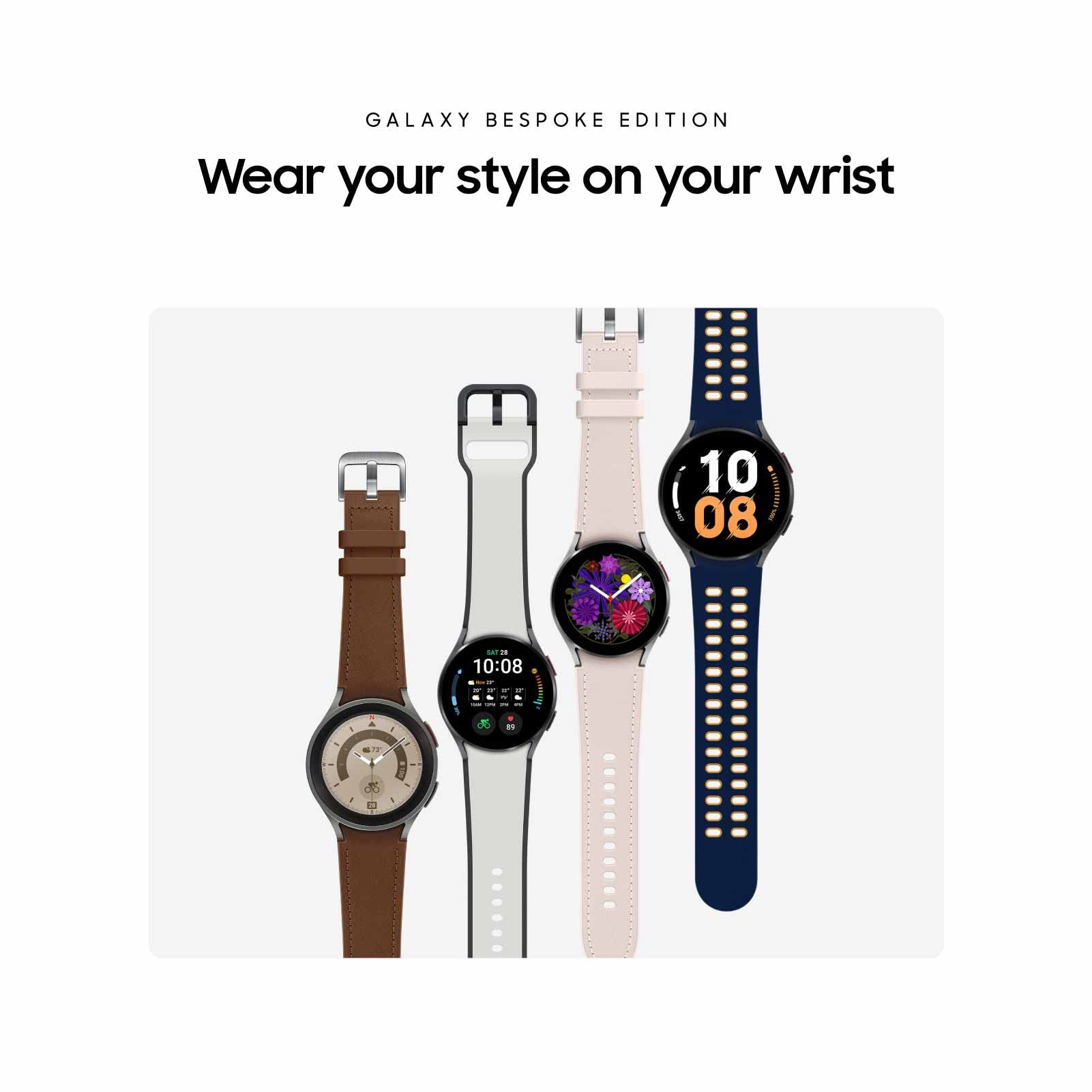 SAMSUNG Galaxy Watch5 Bespoke Edition 40mm Bluetooth Smartwatch, Body, Health, Fitness, Sleep Tracker, Improved Battery, Sapphire Crystal Glass, US Version, Graphite Extreme Sport Band, Navy/Mustard