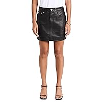 [BLANKNYC] Womens Luxury Clothing Black Real Leather Five Pockets Mini Skirt, Comfortable & Stylish