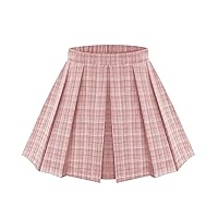 RITERA Plus Size Basic Versatile Stretchy Elastic Waist Flared Casual Mini Skater Skirt/Pleated Plaid Skirt for Women XL-5XL
