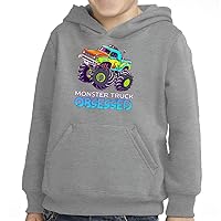 Monster Truck Themed Toddler Pullover Hoodie - Cool Car Sponge Fleece Hoodie - Graphic Hoodie for Kids
