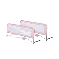 Adjustable Mesh Bed Rail in Pink, Two Height Levels, Breathable and Durable Fabric, Lightweight and Portable Bed Rail for Toddlers, Double Pack