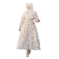 Bat Sleeve Mevlana Hijab Dress Islamic Clothing Turkish Dresses Modest Fashion Abaya Tunic Hijab Modest Dress (L, Mink)