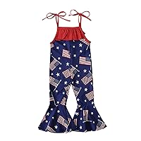 Girls Romper Jumpsuit Toddler Kids Girls 4 of July Prints Sleeveless Independence Day Jumpsuit (Dark Blue, 3 Years)