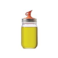 Jarware Oil Cruet Lid for Regular Mouth Mason Jars, Orange