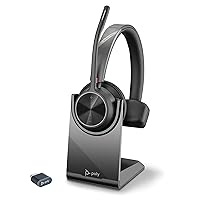 Voyager 4310 UC Wireless Headset & Charge Stand (Plantronics) - Single-Ear Bluetooth Headset w/Noise-Canceling Boom Mic - Connect to PC/Mac/Mobile - Works w/Teams, Zoom, & More - Amazon Exclusive
