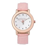 Person to Land on The Moon Casual Watches for Women Classic Leather Strap Quartz Wrist Watch Ladies Gift