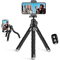 Phone Tripod, Portable and Flexible Tripod with Wireless Remote and Clip, Cell Phone Tripod Stand for Video Recording(Black)