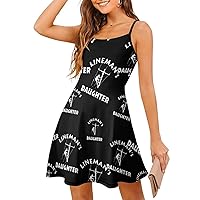 Lovely Lineman Summer Spaghetti Strap Mini Dresses for Women Sleeveless Dress Tank Backless Beach A Line Skirt