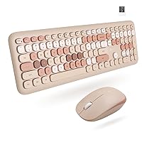 X9 Colorful Keyboard and Mouse Combo - 2.4Ghz Wireless - Transform Your Space with a Cute Wireless Keyboard and Mouse Set (110 Keys and 18 Shortcuts) - for PC and Chrome (Brown)