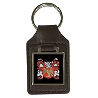 Scruggs Family Crest Surname Coat Of Arms Brown Leather Keyring Engraved