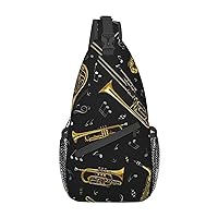 Musical Instruments Sling Backpack, Multipurpose Travel Hiking Daypack Rope Crossbody Shoulder Bag