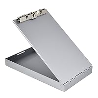 Saunders Silver Memo Size Aluminum Redi Rite Storage Clipboard with 1 Inch Storage Compartment and Self Locking Latch - Form Holder Perfect for Contractors, Truckers, and Office Use