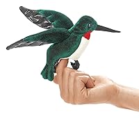Mini Hummingbird Finger Puppet, Bluegreen, White, Red, Black, 1 EA
