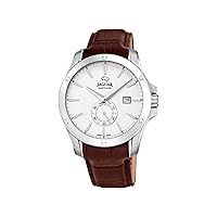 J878/1 ACAMAR Collection Watch 44 mm Silver Case with Brown Leather Strap for Men, One Size, Strip