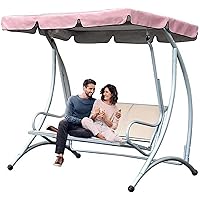 210D Patio Canopy Swing Cover Replacement Canopy for Swing Seat 2 & 3 Seater Swing Chair Canopy Cover Anti-UV/Waterproof Hammock Cover Top for Outdoor Garden Patio-1