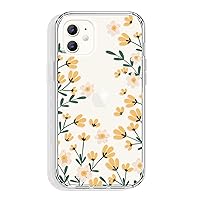 for iPhone 11 Case Clear 6.1 Inch with Pattern Design, Protective Slim TPU Cover + Shockproof Bumper for Women and Girls (Cute Flowers/Yellow)