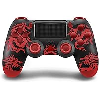 Replacement for PS4 Controller, Usergaing Wireless Controller Gamepad Joystick for PS4/Slim/Pro,Dual Vibration Pa4 Game Remote Controller with Charging Cable-Red Dragon