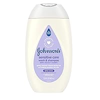 Johnson's Baby Sensitive Care Baby Body Wash & Shampoo, Daily Moisturizing 2-in-1 Baby Wash & Shampoo to Gently Cleanse Dry, Sensitive Skin, Lightly Scented, Tear-Free, Hypoallergenic, 13.6 fl. oz