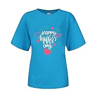 Women's Tops Fashionable Casual Mother's Day Graphic Text Print T-Shirt Round Neck Pullover Short Top, S-3XL