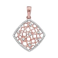10kt Two-tone Gold Womens Round Diamond Offset Square Cluster Pendant 1/20 Cttw