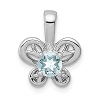 925 Sterling Silver Polished Open back Aquamarine Pendant Necklace Measures 13x11mm Wide Jewelry for Women