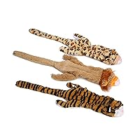 Dog Toys with no Stuffing, No Stuffing Dog Chew Toys Set with Lion Tiger and Leopard Squeaky Plush Dog Toys for Small Medium Large Dogs - 3 Packs