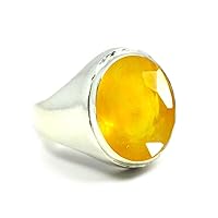 Choose Your Color Natural Gemstones 5 Carat Chakra Healing 925 Sterling Silver Rings for Men Chunky Ring In Size 4,5,6,7,8,9,10,11,12,13