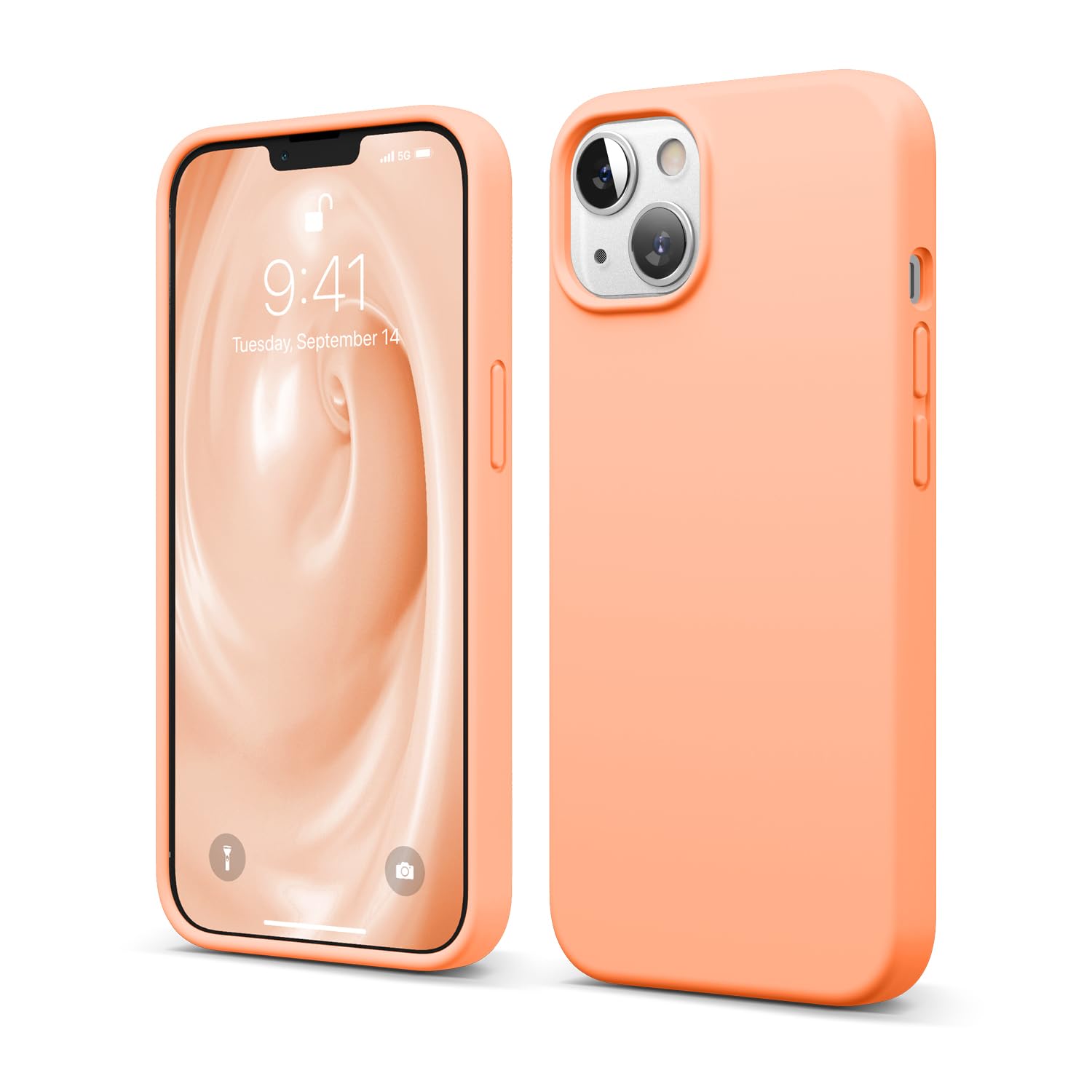elago Compatible with iPhone 13 Case, Liquid Silicone Case, Full Body Screen Camera Protective Cover, Shockproof, Slim Phone Case, Anti-Scratch Soft Microfiber Lining, 6.1 inch (Salmon)