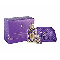 Orientica Al Haramain Velvet Gold 4-Piece Gift Set for Women, (2.7 Oz Eau De Parfum Spray + 0.33 Oz Eau De Parfum Spray + Atomizer + Bag) Luxury Collection
