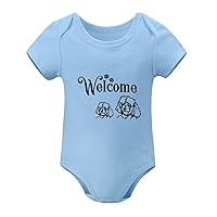 Baby Bodysuit Welcome Dog Baby Romper Funny Housewarming Gift Neutral Baby Baby Gift Baby Clothing Blue 9 Months
