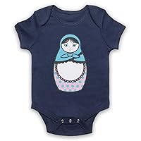 Unisex-Babys' Russian Doll Retro Baby Grow, Navy Blue, 18-24 Months