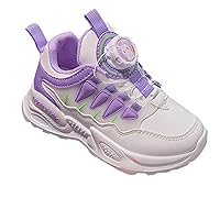 Boys Tennis Shoes Kids Walking Shoes Running Lightweight Sports Sneakers Causal Breathable Walking Lace-up Shoes Outdoor（Purple,1.5