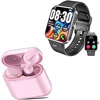 TOZO S4 AcuFit One Smartwatch Bluetooth Talk Dial Fitness Tracker Black + T6 Wireless Headphones Bluetooth in-Ear Rose Gold