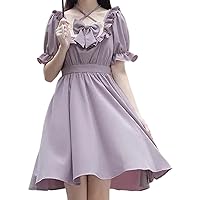 Sweet Kawaii Lolita Dress Women Japanese Cute Ruffles Wrap Puff Sleeve Halter Short Dresses