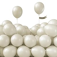 PartyWoo White Sand Balloons, 120 pcs 5 Inch Boho White Balloons, Sand White Balloons for Balloon Garland Balloon Arch as Party Decorations, Birthday Decorations, Baby Shower Decorations, White-F12