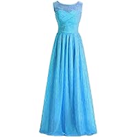 Women's Lace Chiffon Bridesmaid Dress Evening Prom Gown Blue C 4