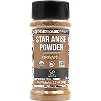 Soeos Organic Chinese Star Anise Powder 1.3 oz (37g), Powder Chinese Star Anise, Dried Anise Star Spice, Star Anise Bulk, Anise Star, Non-GMO Verified, Great for Baking and Tea, Anis Estrella., Brown