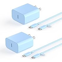 iPhone 15 Fast Charger, 2 Pack 20W PD USB C Wall Charger Fast Charging Block with 10FT Type C to C Fast Charging Data Sync Cable for iPhone 15/15 Plus/15 Pro/15 Pro Max, iPad Pro/Air/Mini, Blue