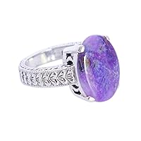 Gorgeous Sugilite Gemstone 925 Solid Sterling Silver Ring Handmade Jewelry For Girls
