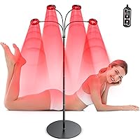 iTHERAU Red Light Therapy Device with 4 Lamps & Weighted Metal Base, 660nm Red Light & 850nm Near Infrared Light Therapy Lamp with 5 Modes, Pulse and Timer for Body Pain Relief, Skin Care