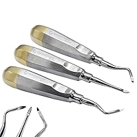 Set of 3 Pieces Heidbrink Root Tip Elevator Right, Left, Straight 2.5mm Working Tip Hollow Handle Gold Plated Stainless Steel Dental Instruments Elevators