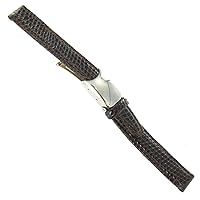 12mm T&C Genuine Lizard Deployment Buckle Brown Stitched Ladies Watch Band