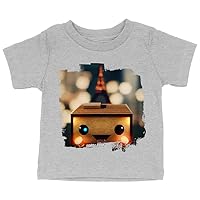 Cute Character Baby Jersey T-Shirt - Cute Robot Baby T-Shirt - Illustration T-Shirt for Babies