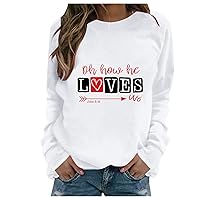Sweatshirt for Women Valentines Day Heart Patterned Turtleneck Shirts Fashion Date Oversized Shirts for Women